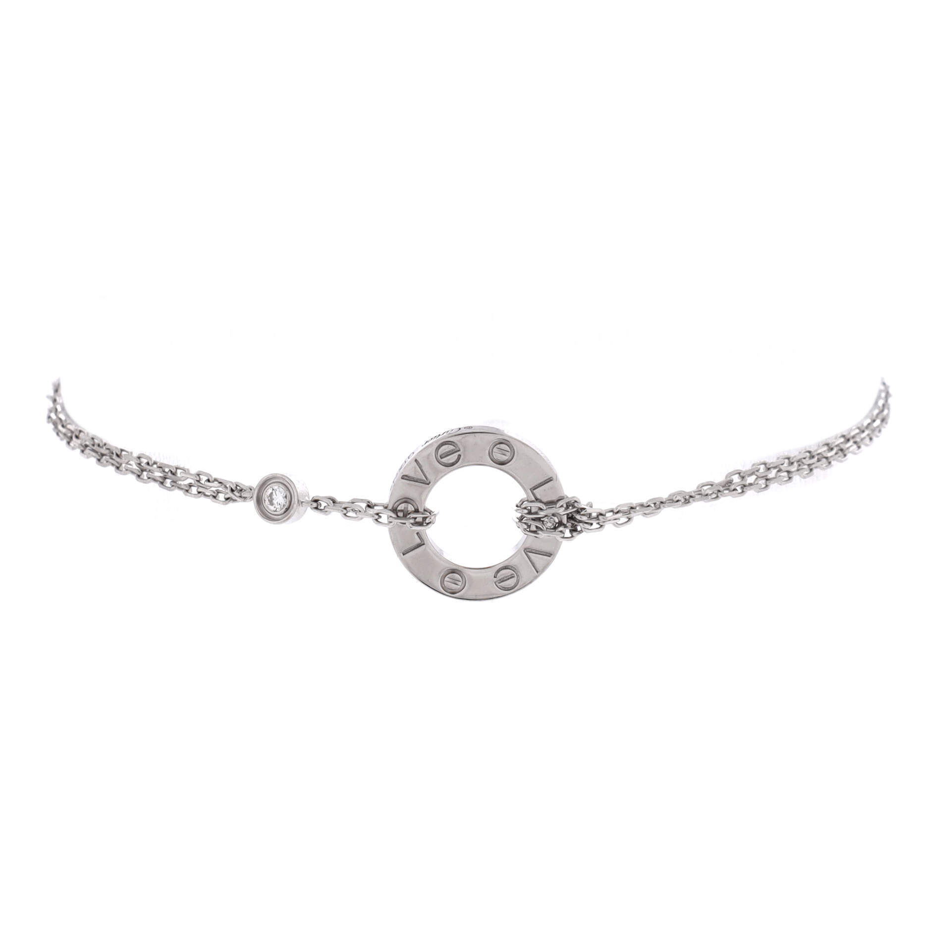 Cartier 2 Diamonds Love Bracelet 18k White Gold With Diamonds